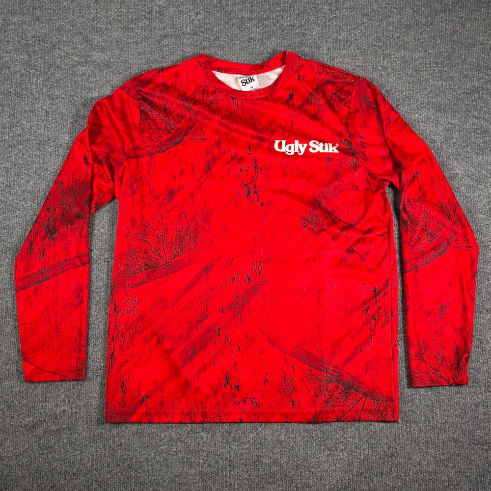 Ugly Stik GX2 Realtree Fishing Shirt Mens Medium Red Camo Performance Tee